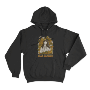 Retro Floral Ella Portrait Unisex Hoodie Black