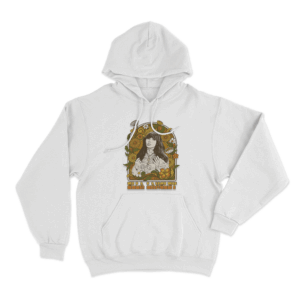 Retro Floral Ella Portrait Unisex Hoodie White