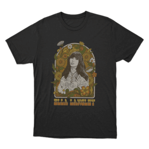 Retro Floral Ella Portrait Unisex T Shirt Black