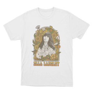 Retro Floral Ella Portrait Unisex T Shirt White